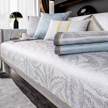 Летний чехол для дивана из ледяного шелка, прохладное ощущение, клетчатая подушка для дивана, полотенце для гостиной, нескользящая универсальная защита для дивана, домашний декор 70x70cm