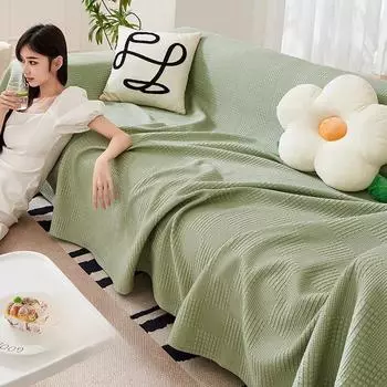 Летний чехол для дивана из ледяного шелка, цельный чехол для дивана, полотенце, полный чехол для дивана, летняя подушка для дивана с полным покрытием, зеленый цвет 180*130cm