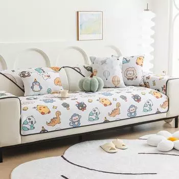 Летний чехол для дивана из ледяного шелка с рисунком в виде мультфильма, универсальный нескользящий коврик для дивана, подушка для дивана с прохладным ощущением, подушка для гостиной 70x70cm 1pcs