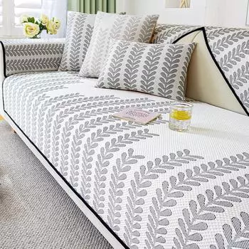 Летний чехол для дивана из шенилла с полосками из ивовой ветки, нескользящая подушка для дивана, прохладное ощущение, летний коврик для дивана в ресторане, чехол для полотенца 70x70cm 1pcs