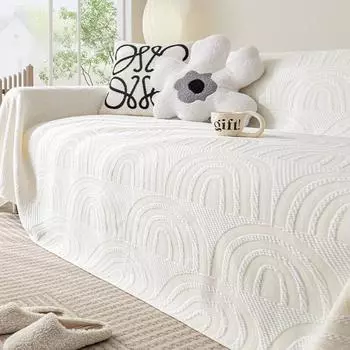 Летний чехол для дивана, полотенце, современный простой противоскользящий чехол для дивана, полотенце для дивана с рисунком фасоли Normal Size-1 seat бежевый