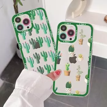 Летний чехол для телефона с изображением кактуса из мультфильма для Samsung S 20 21 22 23 lite plus ультра прозрачный чехол для мобильного телефона Funda Samsung S22ultra