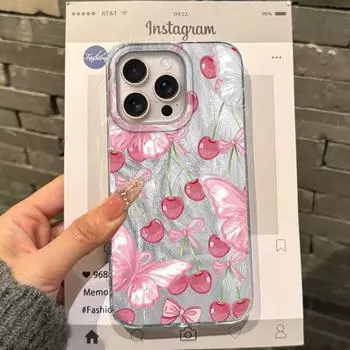 Летний Чехол для телефона с красной вишней для девочек и женщин для Apple iPhone 16pro 15 16 15plus 14 13 Pro Max 16e 12 11 7 8 Plus XR SE Fundas Cover iPhone 15 Plus