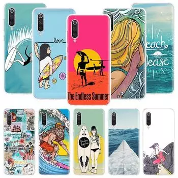 Летний чехол для телефона Surfboard Surfing Art Surf Girl для Xiaomi Redmi Note 10 9 8 11 Pro 11T 11S 10S 9S 9A 9C 9T 8T 8A 7 7A 5 Art Redmi Note 10(10S)