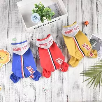 Летний цветной полосатый лямка для собак, дождевик на четыре фута, непромокаемая пылезащитная одежда на четыре фута, дождевик для щенков и домашних животных XS красный