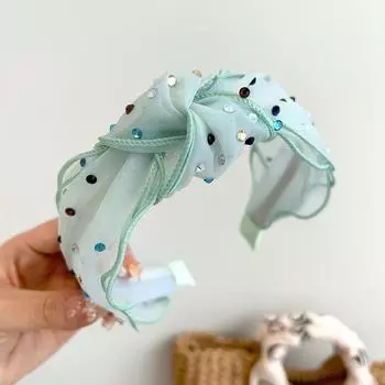 Летний цветной сетчатый ободок для волос с пайетками и узлом, повязка на голову, взрослые аксессуары для волос, ювелирные украшения для волос