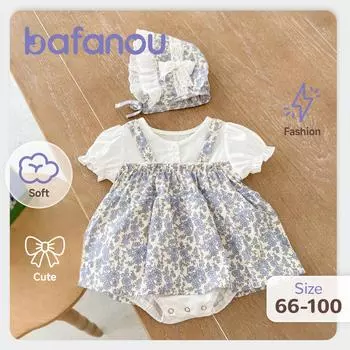 Летний детский комбинезон для девочки с милым принтом, повседневный детский комбинезон с цветочным принтом bafanou 61016 90CM(18-24M) цветочный