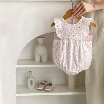 Летний детский комбинезон из 100% хлопка, однотонный модный комбинезон для девочек, без рукавов, комбинезон bafanou 22375 66cm(3-6M) белый/розовый