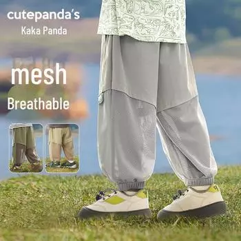 Летний детский комбинезон Kaka Panda - Легкие длинные штаны для мальчиков и девочек 110cm