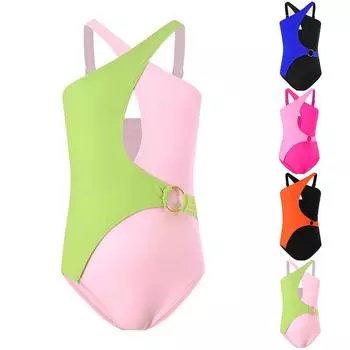 Летний детский купальник высокой весны модный цельный купальник 104 темно-синий