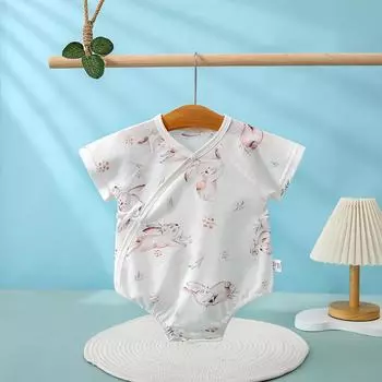 Летний детский ромпер из хлопка без косточек для мальчиков и девочек - Наряд для прогулок для новорожденных, треугольный боди 80cm