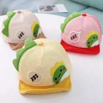 Летний детский солнцезащитный козырек, дышащая сетчатая кепка с вышивкой маленького динозавра, кепка для младенцев, синяя