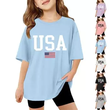 Летний детский топ для мальчиков и девочек с принтом, футболка с короткими рукавами, базовый 120 чёрный