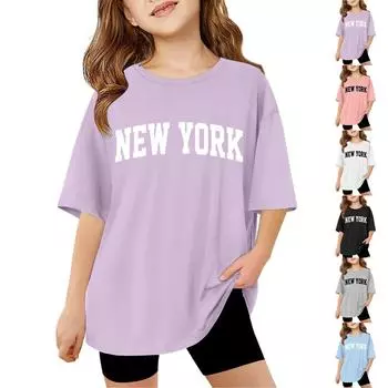 Летний детский топ для мальчиков и девочек с принтом, футболка с короткими рукавами, базовый 100 чёрный