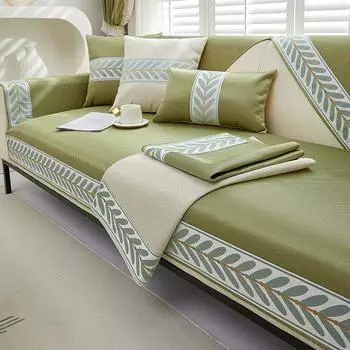 Летний диван с ледяными листьями, прохладный бамбуковый коврик, летняя подушка, нескользящая ткань для чехла на диван 70*70cm