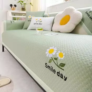 Летний домашний прохладный чехол для дивана с цветочным принтом Funda sof Нескользящий диван-подушка Ice Silk Чехлы для дивана Коврик 90x70cm 1pc