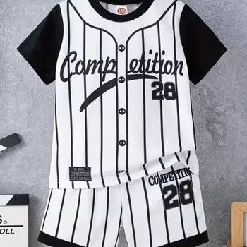 Летний футбольный топ для мальчиков и девочек 4–14 лет с короткими рукавами + шорты, удобный и дышащий детский спортивный комплект 100CM