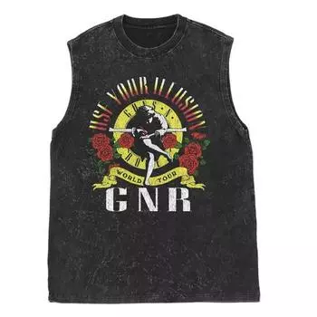 Летний Guns N Roses Американский Винтаж Вываренный Старый Жилет Мужской Женский Свободный Ретро Тренд Футболка без рукавов Майки S