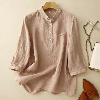 Летний художественный пуловер, летний топ, свободная повседневная рубашка для женщин, блузки L светло-желтого