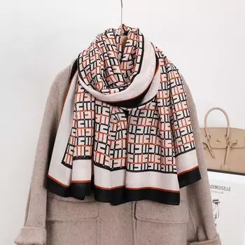 Летний и осенний новый шарф, имитация хлопка и льна, шелковый шарф с монограммой, женский тренд, универсальный уличный солнцезащитный платок, шелковый шарф 180*90cm