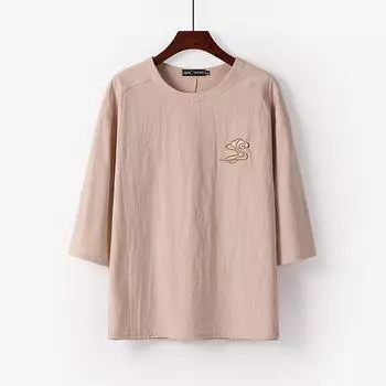 Летний кардиган, мужская футболка с короткими рукавами, футболка из хлопка и льна, повседневная мужская футболка со светодиодной подсветкой, летний топ с круглым вырезом и рукавами 3/4 9XL белый