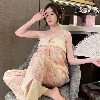 Летний китайский фэн-шуй с росписью тушью High Beauty Home Fury Набор для девочек с нагрудными подушечками и подвесной пижамой M