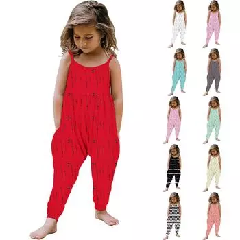 Летний комбинезон без рукавов для маленьких девочек, комбинезон, одежда 100 розовый