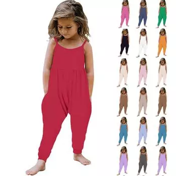 Летний комбинезон без рукавов для маленьких девочек, комбинезон, одежда 90