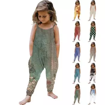Летний комбинезон без рукавов для маленьких девочек, комбинезон, одежда 110