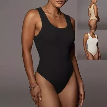 Летний комбинезон без рукавов, новый стиль, женские колготки из искусственного шелка в рубчик, сексуальный жилет с круглым вырезом, комбинезон, топ S белый