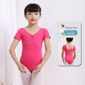 Летний комбинезон для девочек с короткими рукавами для гимнастики и танцев 2036, 100cm розы красного