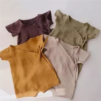 Летний комбинезон для маленьких мальчиков и девочек, однотонный супермягкий хлопковый комбинезон для малышей