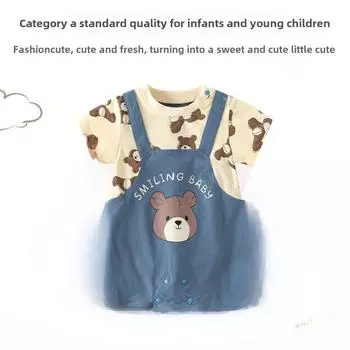 Летний комбинезон для новорожденного мальчика: Милый комбинезон с короткими рукавами для ползания 73 CM