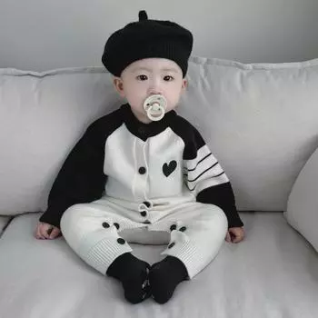 Летний комбинезон из хлопка с длинными рукавами для новорожденных девочек - с кондиционером, без косточек 59 cm