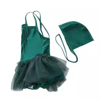 Летний комбинезон-пачка для маленьких девочек, купальный костюм, пляжный тюль, купальный костюм принцессы с открытой спиной и шапочкой для плавания S