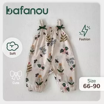 Летний комбинезон-слинг для мальчиков и девочек с принтом листьев, унисекс, детский хлопковый комбинезон bafanou 64103 66cm(3-6M)
