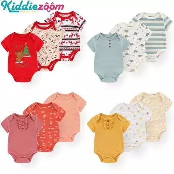 Летний комплект боди для малышей из 3 предметов с короткими рукавами и рождественской одеждой для новорожденных мальчиков и девочек 0-3Months