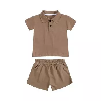 Летний комплект для мальчиков - Комплект из 2 предметов с коротким рукавом и шортами 100 коричневый