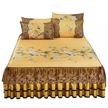 Летний комплект двуспального покрывала с европейским цветочным узором, чехол для кровати размера «queen-size», вышитое кружево, охлаждающий кондиционер, коврик для сна 150x200cm 59x79inch