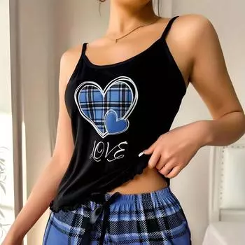 Летний комплект из двух предметов домашней одежды с молочным шелковым принтом для женщин, тонкая пижама с шортами на бретелях, сексуальный в европейском и американском стиле S сапфировый