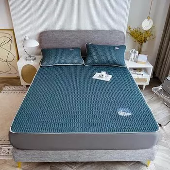 Летний комплект из трех предметов из латекса ледяного шелка: летний коврик для сна, простыня из ткани, охлаждающий матрас, стирка, сложенное общежитие, студенческое домашнее покрывало 120*200cm 2pcs