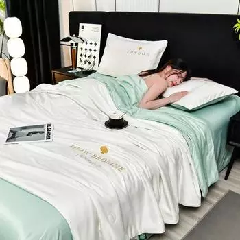 Летний комплект одеял, домашний текстиль, одеяло со льдом, простыня, наволочка, комплект постельного белья из 4 предметов, легкое роскошное летнее одеяло с вышивкой, моющееся 150x200cm-4pcs set