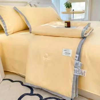 Летний комплект одеял, домашний текстиль, тонкое одеяло из соевого волокна, простыня, наволочка, 4 шт., комплект постельного белья размера Queen, летнее одеяло, моющееся 150x200cm-4pcs set