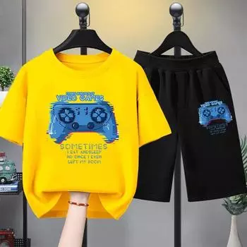 Летний комплект одежды для девочек, детский игровой комплект из 2 предметов, футболки и шорты для мальчиков, повседневный комплект из верха и низа, спортивные костюмы 100