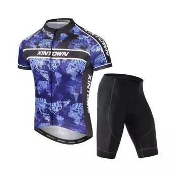 Летний комплект одежды для езды на велосипеде с короткими рукавами, мужские спортивные трикотажные костюмы, костюм для велосипедной одежды, колготки для гонок на велосипеде S разноцветный