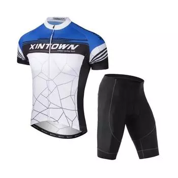 Летний комплект одежды для езды на велосипеде с короткими рукавами, мужские спортивные трикотажные костюмы, костюм для велосипедной одежды, колготки для гонок на велосипеде S разноцветный