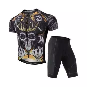 Летний комплект одежды для езды на велосипеде с короткими рукавами, мужские спортивные трикотажные костюмы, костюм для велосипедной одежды, колготки для гонок на велосипеде S разноцветный