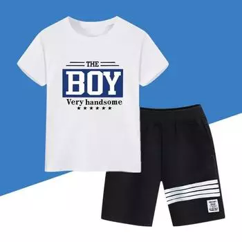 Летний комплект одежды для мальчиков, детские футболки и шорты с буквенным принтом для девочек, комплект из 2 предметов, детская спортивная одежда, верх и низ, спортивные костюмы 100CM