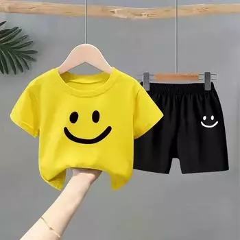 Летний комплект одежды для маленьких девочек, детские футболки с короткими рукавами и шорты с героями мультфильмов, комплект из 2 предметов, детская одежда, спортивные костюмы 100