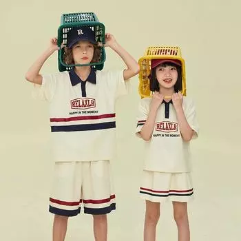 Летний комплект одежды для подростков, детский костюм из футболок и шорт с надписями для мальчиков, детский спортивный костюм большого размера